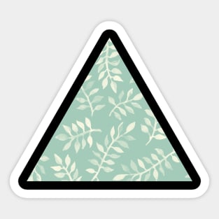 Painted Leaves - a pattern in cream on soft mint green Sticker